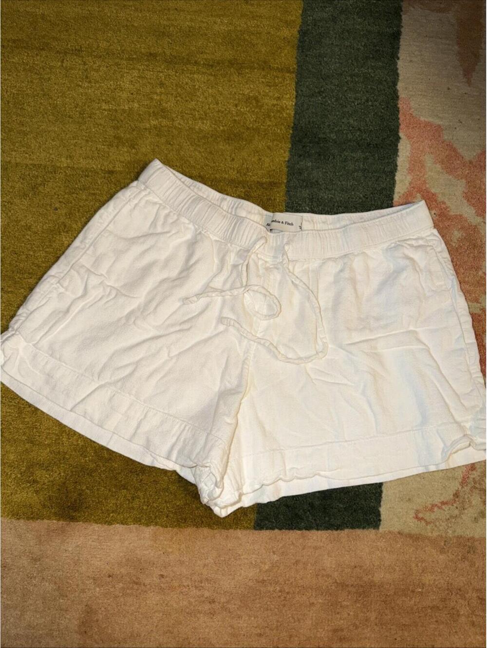 Abercrombie & Fitch Womens White Elastic Drawstring Shorts Size Small
